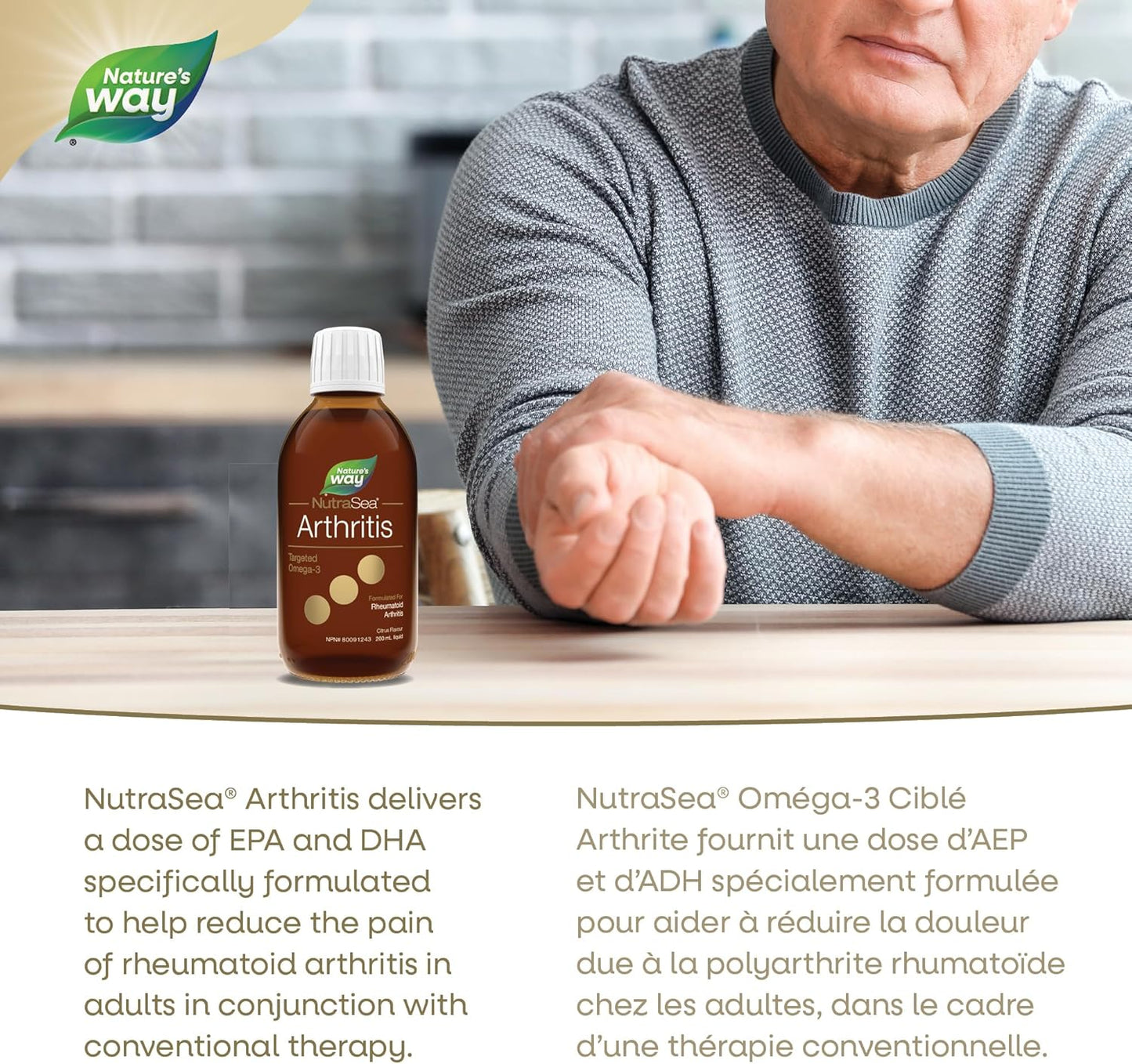 Nature's Way NutraSea Omega-3 - Arthritis - Rheumatoid Arthritis Support 2800mg (1800 mg EPA, 1000 mg DHA), Citrus Flavour, 200ml Liquid