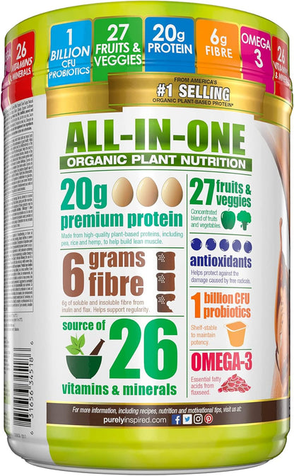 Purely Inspired Meal Replacement Shake, Vegan Protein Powder Purely Inspired Organic All In One Plant Based for Women & Men Organic Vegan Friendly, Chocolate (10 Servings)