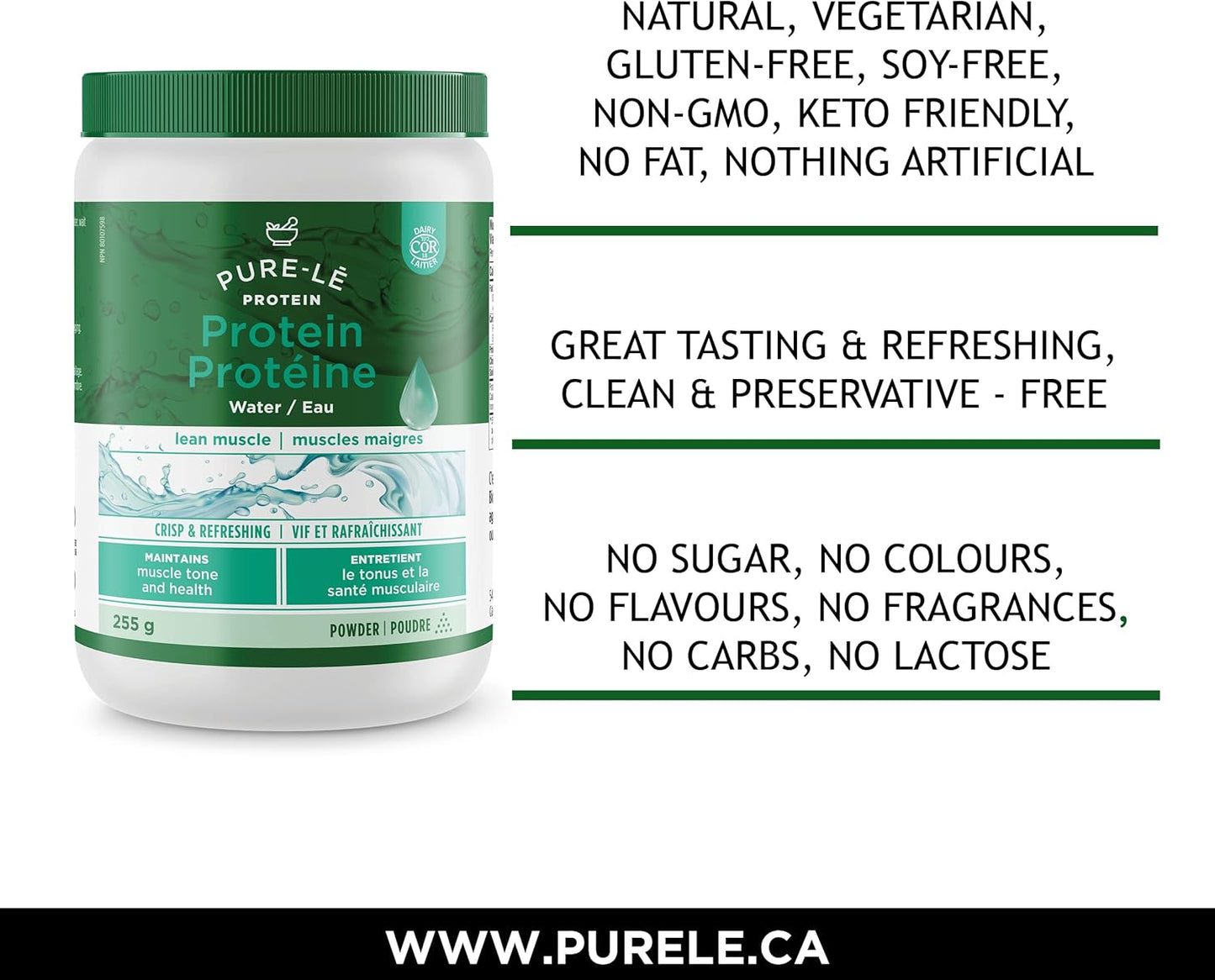 Pure-le Protein Water - Virtually Taste Free, Non-Thickening, All Natural, Zero Carbohydrate - 100% Grass-Fed Hydrolysed Whey Protein Isolate, Pastured Raised, Lactose-free, Hormone Free, Soy Free, GMO Free, Gluten Free …