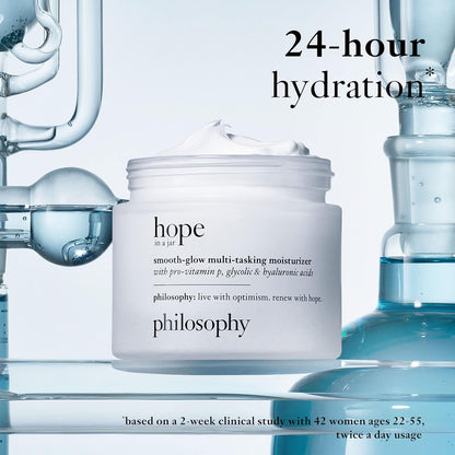 PHILOSOPHY hope in a jar smooth-glow moisturizer 60ml, multi-tasking moisturizer with pro-vitamin p, glycolic & hyaluronic acids