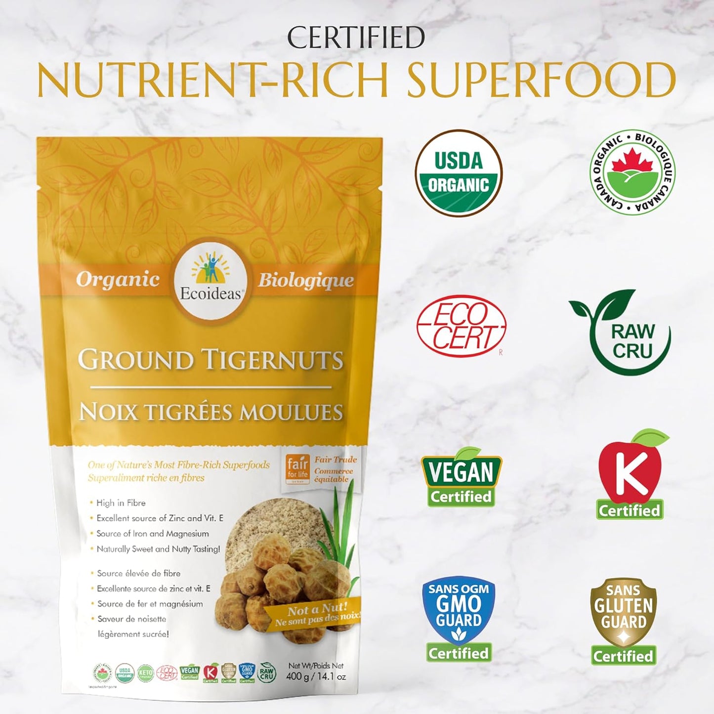 Ecoideas 有機虎堅果，石磨，400公克