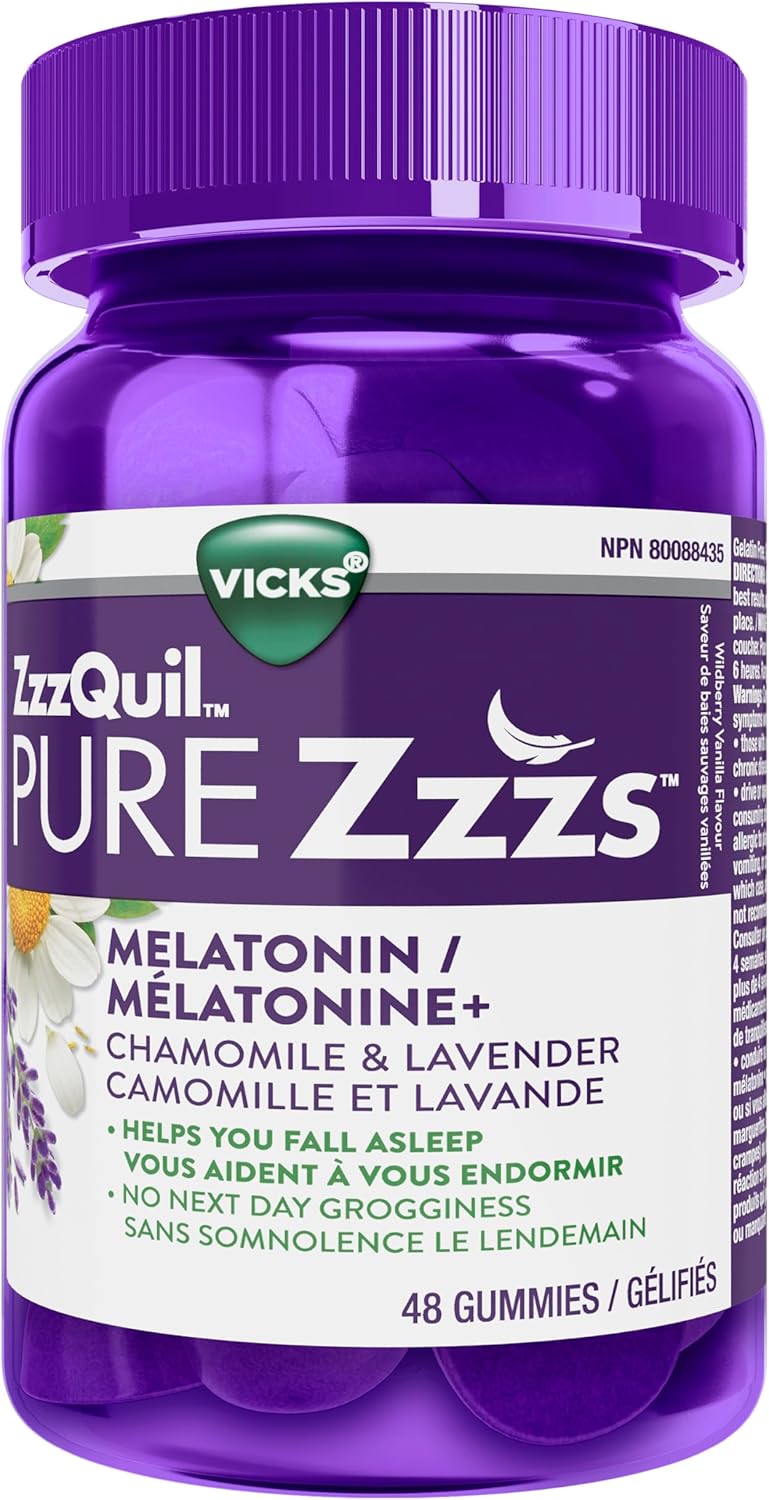 Vicks ZzzQuil PURE Zzzs 褪黑素助眠軟糖，48 粒