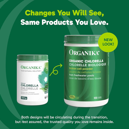 Organika Chlorella Certified Organic Powder- Broken Cell Wall for Enhanced Bioavailability, Extensive Nutrient Profile, Alkalining, Detoxify- 300g