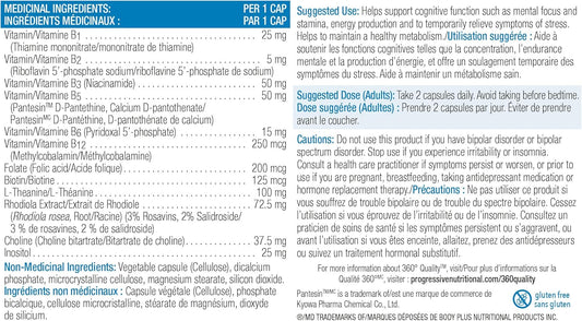 渐进式 B 族复合物，含红景天和 L-茶氨酸，60 粒