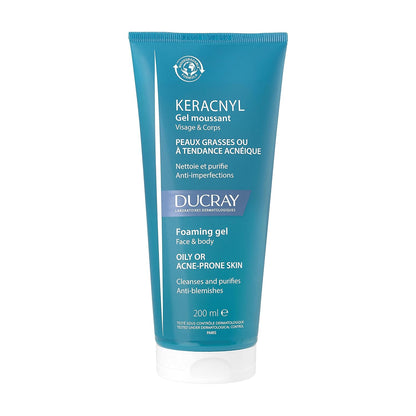 Ducray - Keracnyl 泡沫凝胶 - 面部和身体 - 200ml