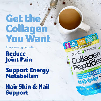 Purely Inspired Collagen Peptides Powder for Women & Men (Unflavoured) - Paleo & Keto-Friendly Supplement for Healthy Skin & Hair - Grass-Fed & Pasture Raised - 282g, 28 Servings (Pack of 1)