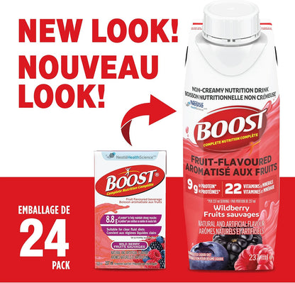 Boost 水果味饮料桃子味，237 毫升，24 支 & 水果味饮料野莓味，237 毫升，24 支