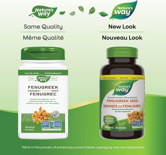 Nature's Way 葫蘆巴籽 – 母乳餵養補充劑 – 哺乳支持，幫助母親增加母乳產量，非基因改造 - 180 粒素食膠囊，超值裝