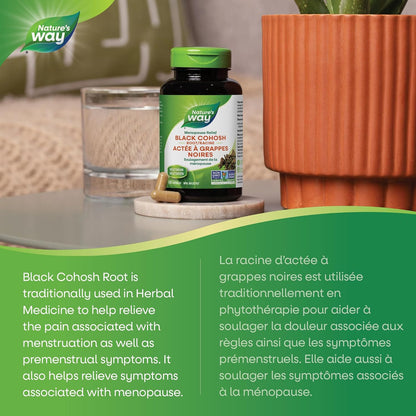 Nature's Way 黑升麻根 – 帮助缓解月经和更年期症状的草本补充剂 – 非转基因，100 粒女性素食胶囊
