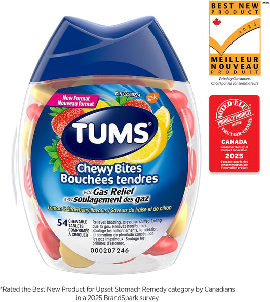 TUMS 咀嚼片，緩解脹氣（咀嚼片），抗酸劑，緩解胃灼熱，54 片