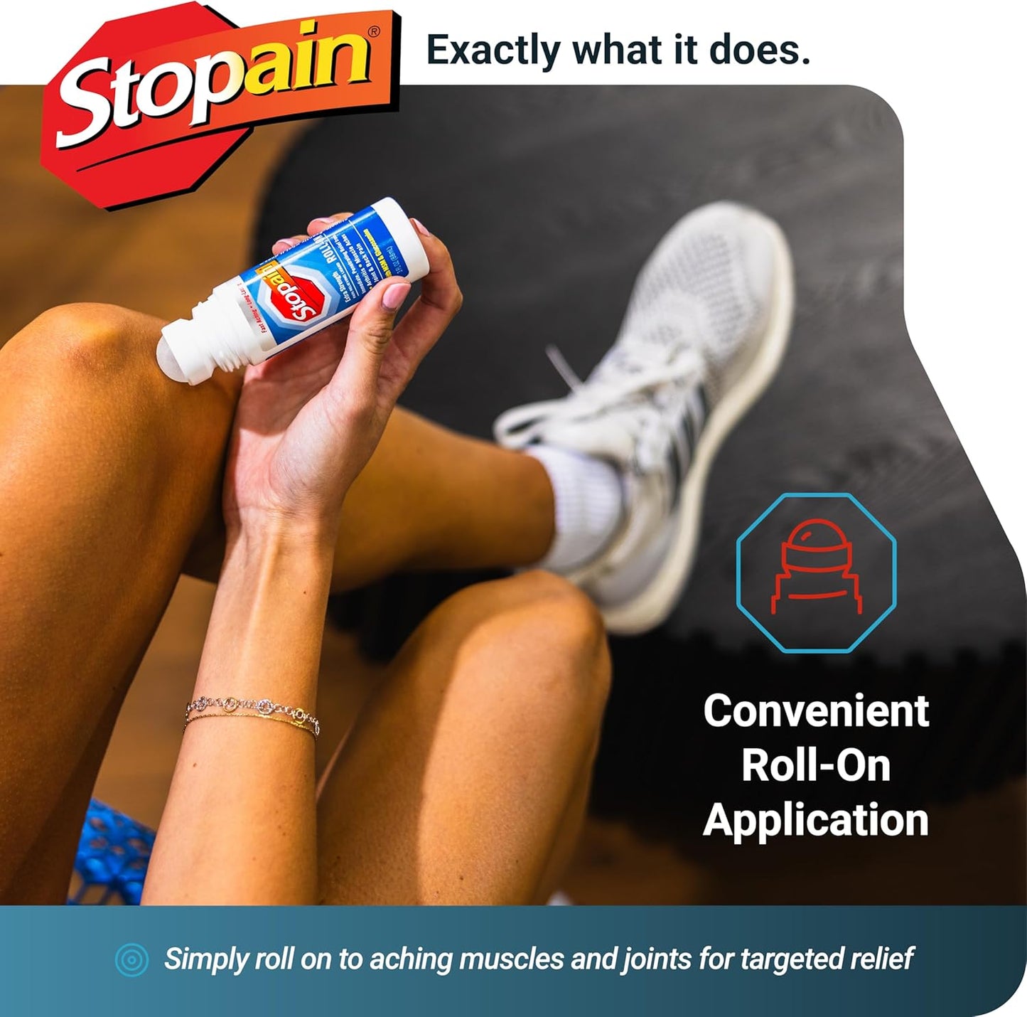 Stopain 強效止痛滾珠，快速緩解關節炎、肌肉酸痛、關節痛和背痛，不油膩，3 液體盎司（包裝可能有所不同）