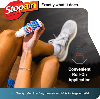 Stopain 強效止痛滾珠，快速緩解關節炎、肌肉酸痛、關節痛和背痛，不油膩，3 液體盎司（包裝可能有所不同）
