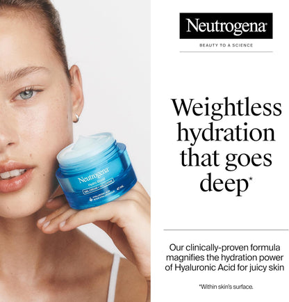 Neutrogena Hydro Boost Gel Cream Face Moisturizer - Oil-Free Facial Cream with Hyaluronic Acid for Dry Skin - Lightweight, Non-Comedogenic Daily Hydrating Formula, 47mL