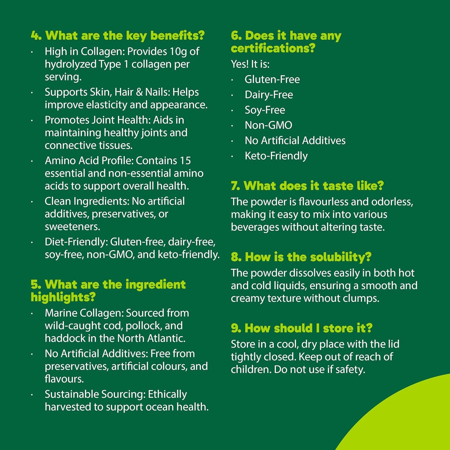 Organika 加拿大製造海洋膠原蛋白粉 - 北大西洋野生捕撈 - 9 克純水解膠原蛋白，有益於皮膚、頭髮、指甲和關節健康 - 無味，250 克