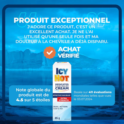 冰热强效止痛膏，快速缓解肌肉和关节疼痛，缓解关节炎、扭伤和拉伤引起的不适，水杨酸甲酯 30%，薄荷醇 10%，85 克管装