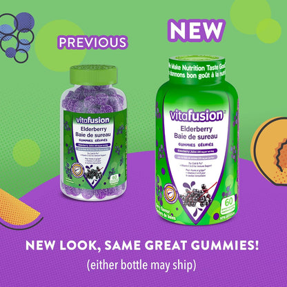 Vitafusion 接骨木果软糖补充剂，225 毫克锌/天，60 粒