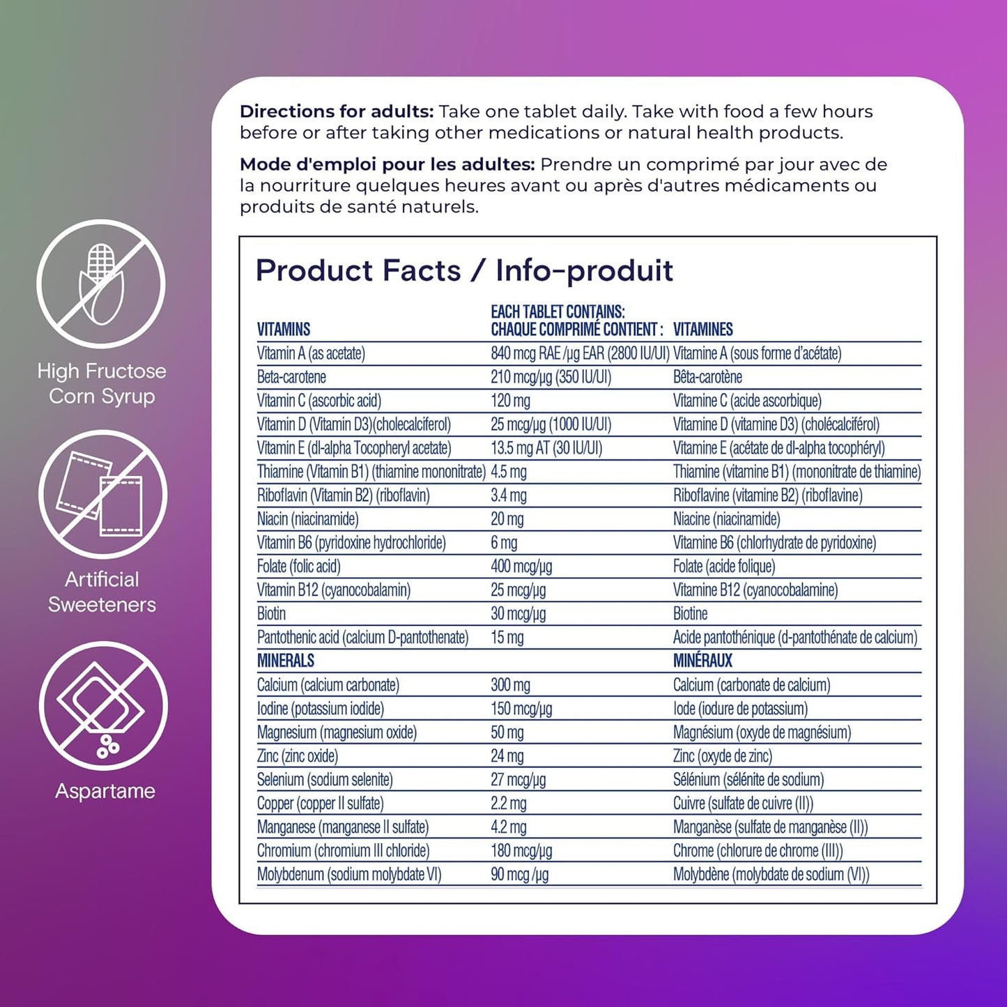 每日一片复合维生素，适合 50 岁以上女性 - 含维生素 A、B6、B12、C、D、E、生物素、钙、镁和锌的女性每日维生素，有助于支持免疫功能、骨骼健康等，90 片装