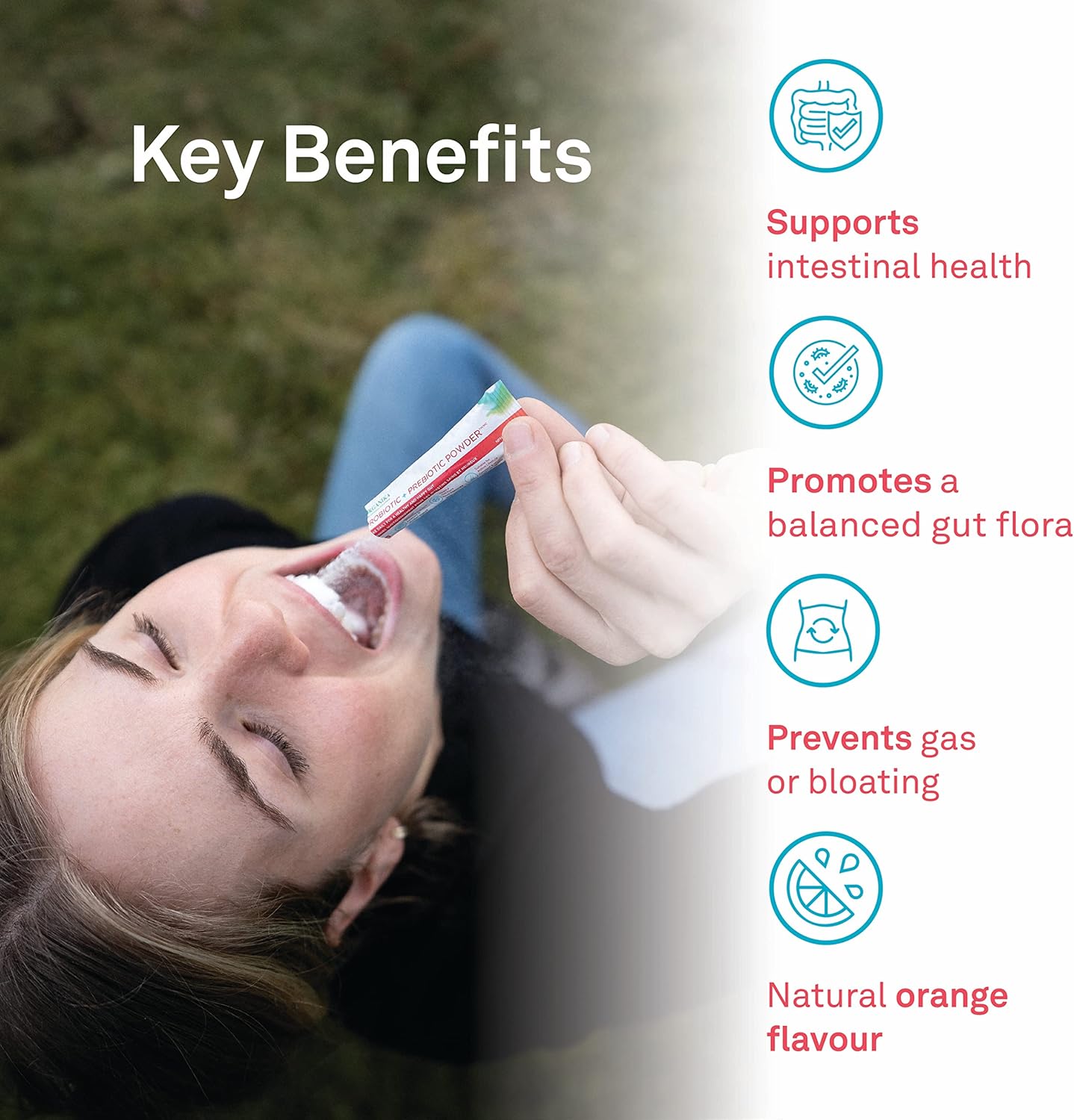 Organika 益生菌 + 益生元粉 - 改善腸道、消化系統和腸道健康，緩解脹氣和腹脹，保質期長，14 袋 x 3 克，方便攜帶