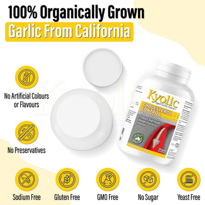 Kyolic - 含卵磷脂的胆固醇控制胶囊，360粒，90天用量 - 胆固醇配方104 - Kyolic 陈年大蒜提取物胶囊 - 促进心脏健康和免疫系统支持