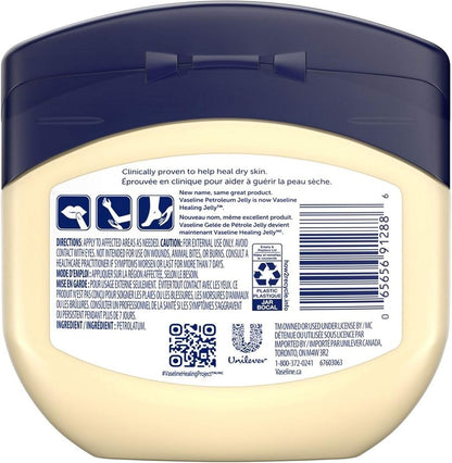 Vaseline Lip Therapy Rosy Balm Tube 10g + Vaseline Healing Jelly for dry, cracked skin Original 375g
