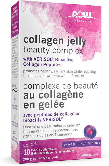 NOW Solutions，膠原蛋白果凍美容複合物，甜李子味，20克 x 10條