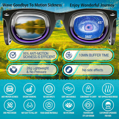 Hion 兒童防暈動病智慧眼鏡（適用於 3-8 歲兒童）– 超輕便攜緩解噁心液體眼鏡，可緩解暈車、暈機、暈船 – 兒童旅行/郵輪必備