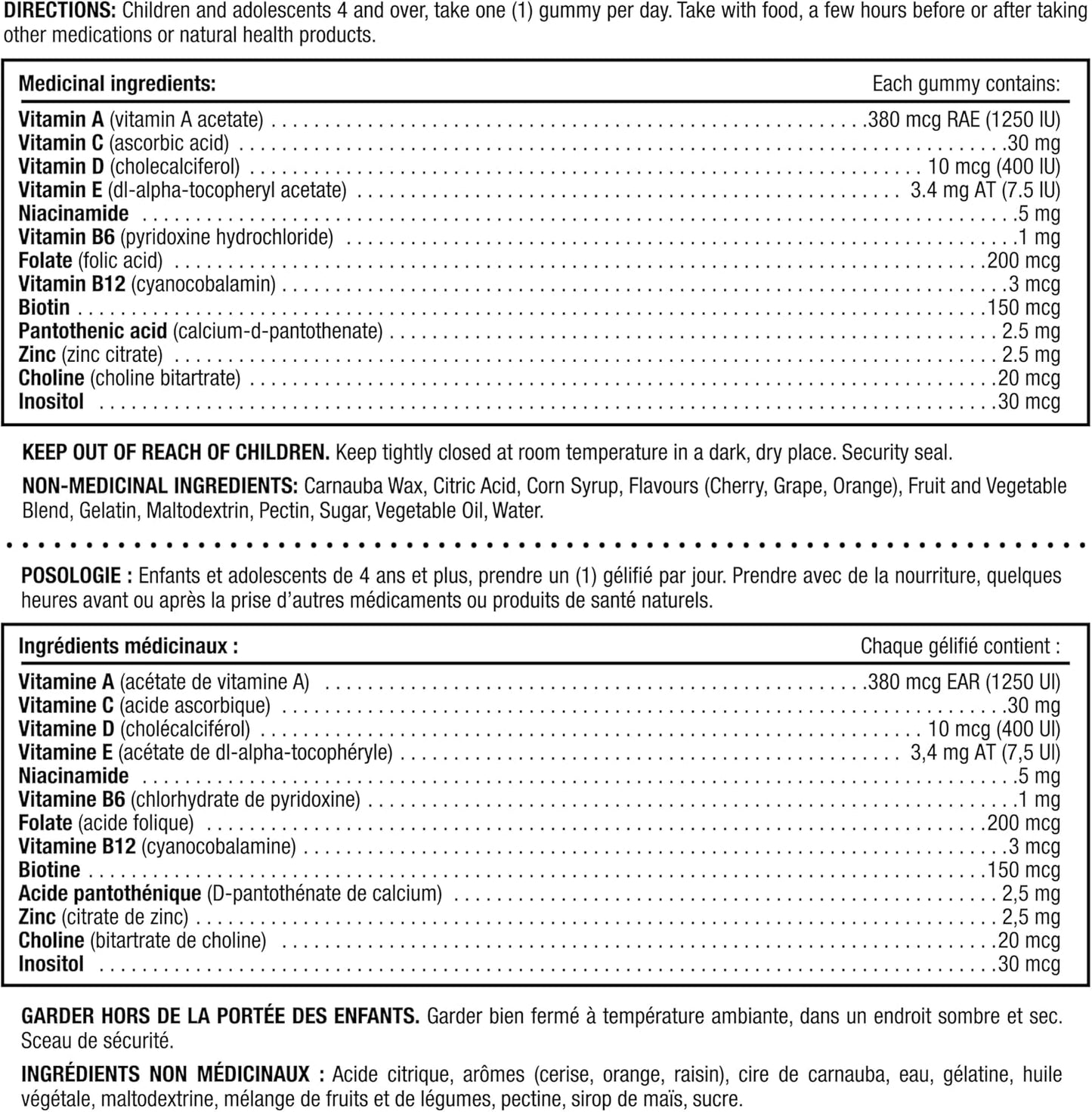 自然之宝儿童复合维生素，漫威蜘蛛侠，每粒软糖仅含 1 克糖，支持免疫系统、眼部健康、骨骼和牙齿，抗氧化剂来源，无麸质，水果味软糖，150 粒