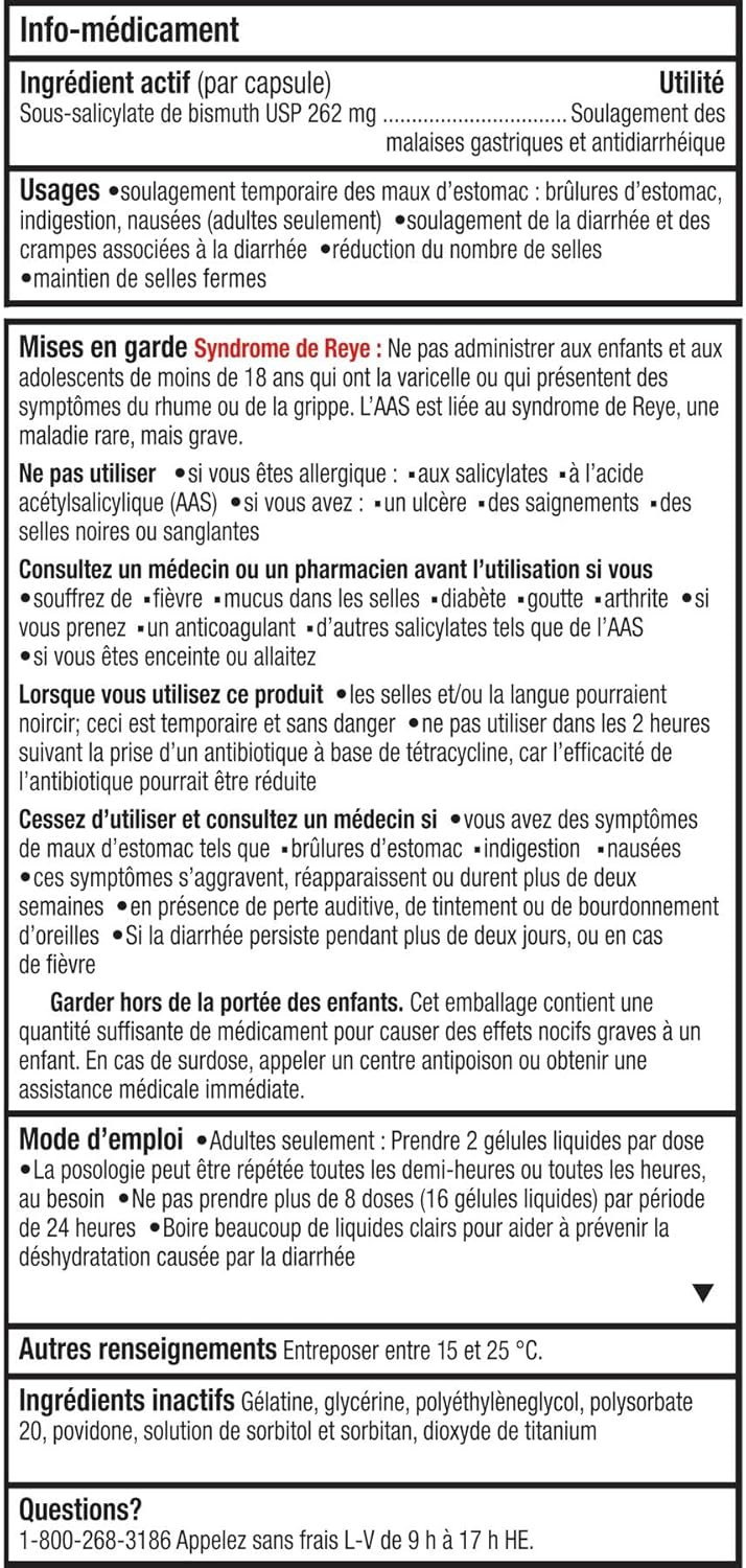 Gastrovol 三合一緩解液體凝膠，用於緩解腹瀉、噁心和胃部不適 - 加拿大製造 - 無色素、無味 - 緩解腹瀉 - 16 粒膠囊（1 包）