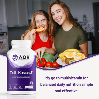 AOR 复合基础 3 309 毫克，180 粒胶囊，60 天用量 - 男女适用的综合复合维生素，无麸质，易于吞咽，无余味，成人每日必需维生素和矿物质补充剂
