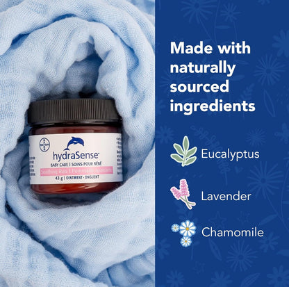 hydraSense 婴儿护理舒缓膏 – 温和舒缓，舒适肌肤，不含凡士林，无刺激性，采用天然成分桉树、薰衣草和洋甘菊制成，经儿科医生测试（2x43 克）