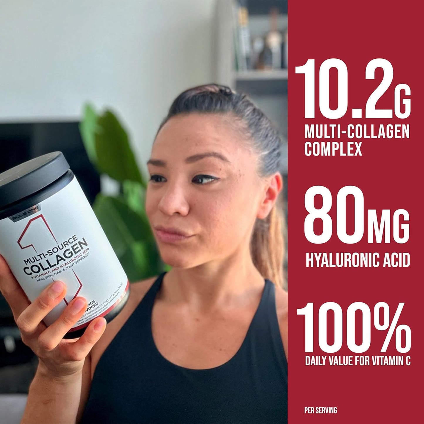 Rule 1 Multi-Source Collagen Powder - Bovine, Chicken, Fish & Eggshell Collagen Sources + Hyaluronic Acid & Vitamin C for Hair, Skin, Nail, Joint, Connective Tissue Support (25 Servings, Unflavored)