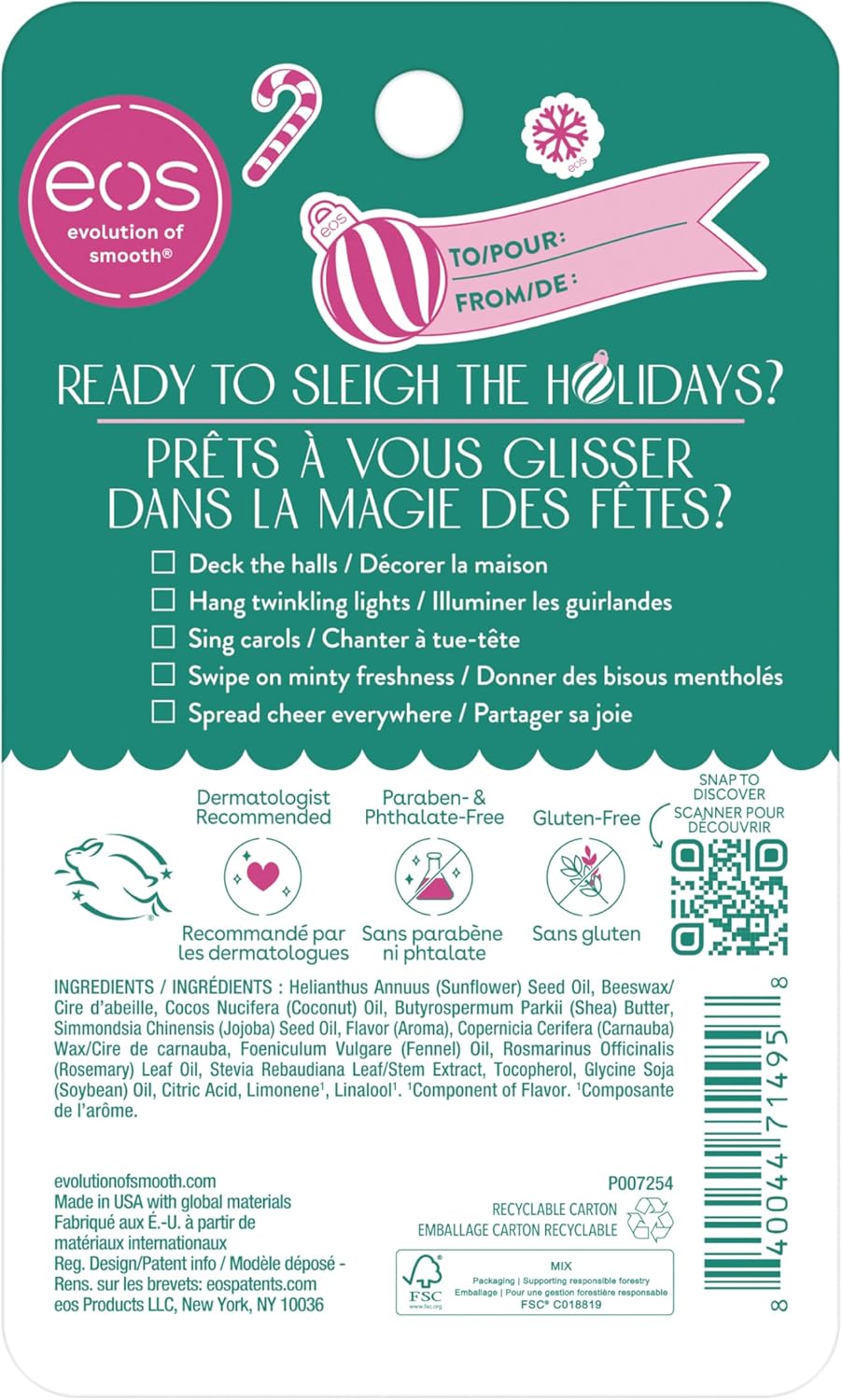 eos Holiday Collection Candy Cane Swirl and Peppermint Twist Sticks, 8g, 2 pack