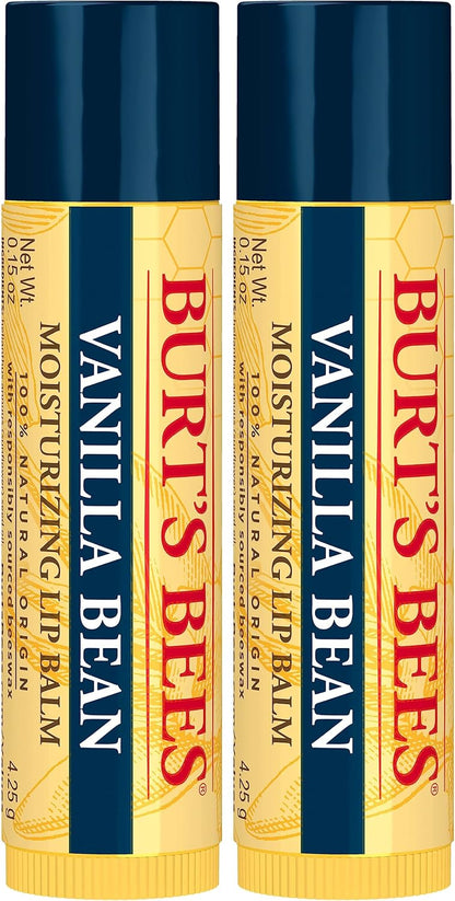 Burt's Bees 100% 天然保湿润唇膏，香草豆 - 2 支