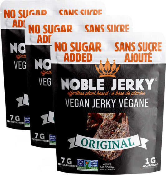 Noble Jerky – 無添加糖，純素零食，植物基，非基因，生酮友好，原味，3包（每包70克）
