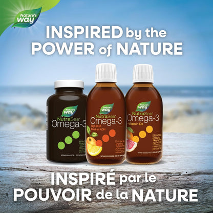 Nature's Way NutraSea Omega-3 High DHA - Fish Oil Omega-3 with 1500 mg EPA + DHA – Support Cardiovascular & Cognitive Health – Non-GMO - Juicy Citrus Flavour, 200 mL Liquid