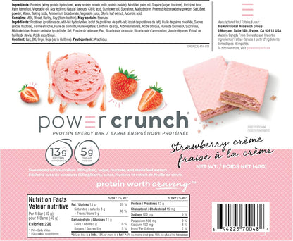 Power Crunch 蛋白棒草莓奶油味 12 条，粉色