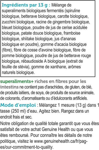 Genuine Health High Fibre Gut Superfood – Organic Fruit & Vegetables Powder, Natural Fibre Supplement - Vegan, Gluten-Free, USDA Organic, Non-GMO – Summer Berry, 21 Servings
