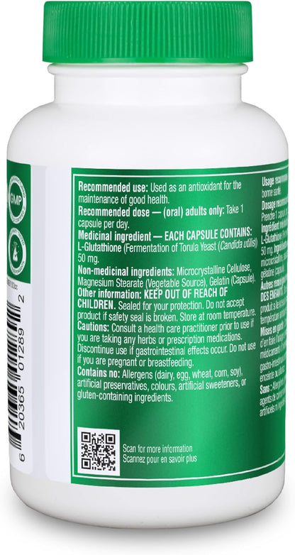 Organika Canadian-Made L-Glutathione (Reduced), Antioxidant and Detox Support -100 Caps