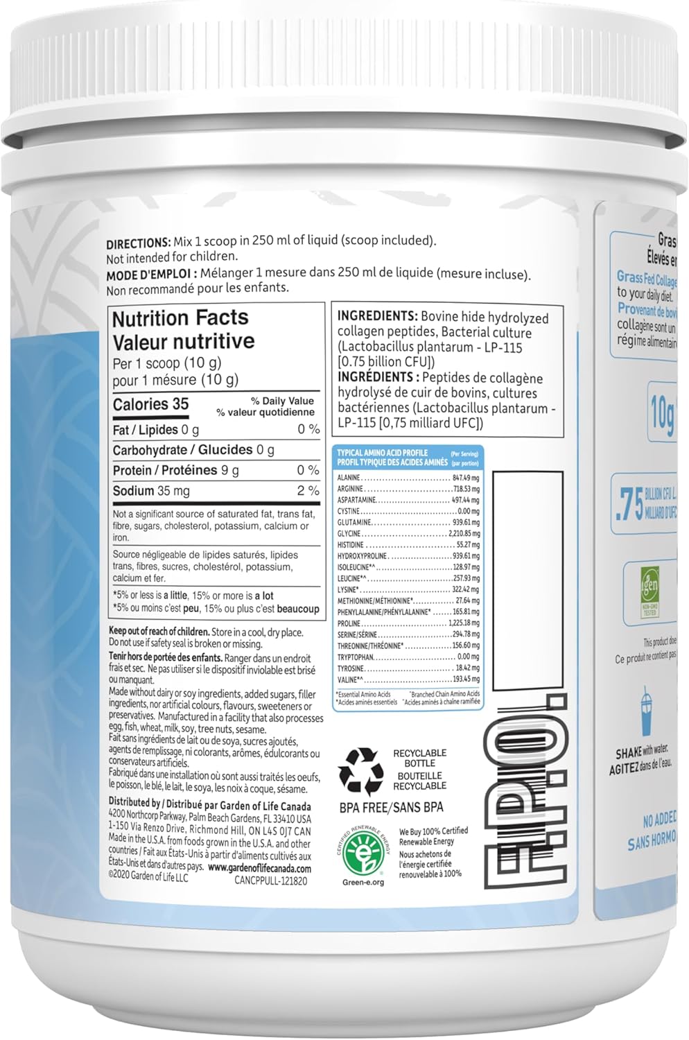 草飼膠原蛋白勝肽 | 每份含 10 克膠原蛋白 | 原始人飲食法認證、非基因改造認證、無麩質認證和生酮飲食法認證 | 無味