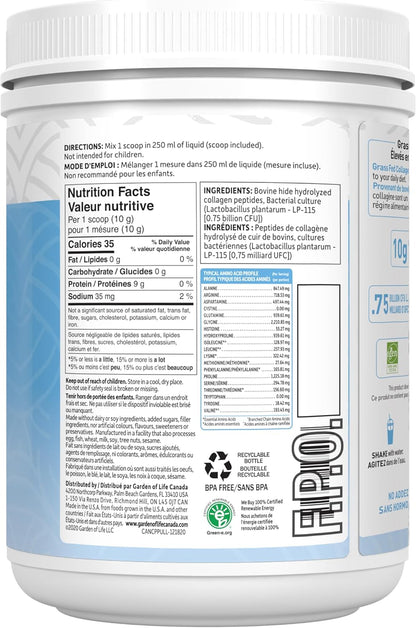 草飼膠原蛋白勝肽 | 每份含 10 克膠原蛋白 | 原始人飲食法認證、非基因改造認證、無麩質認證和生酮飲食法認證 | 無味