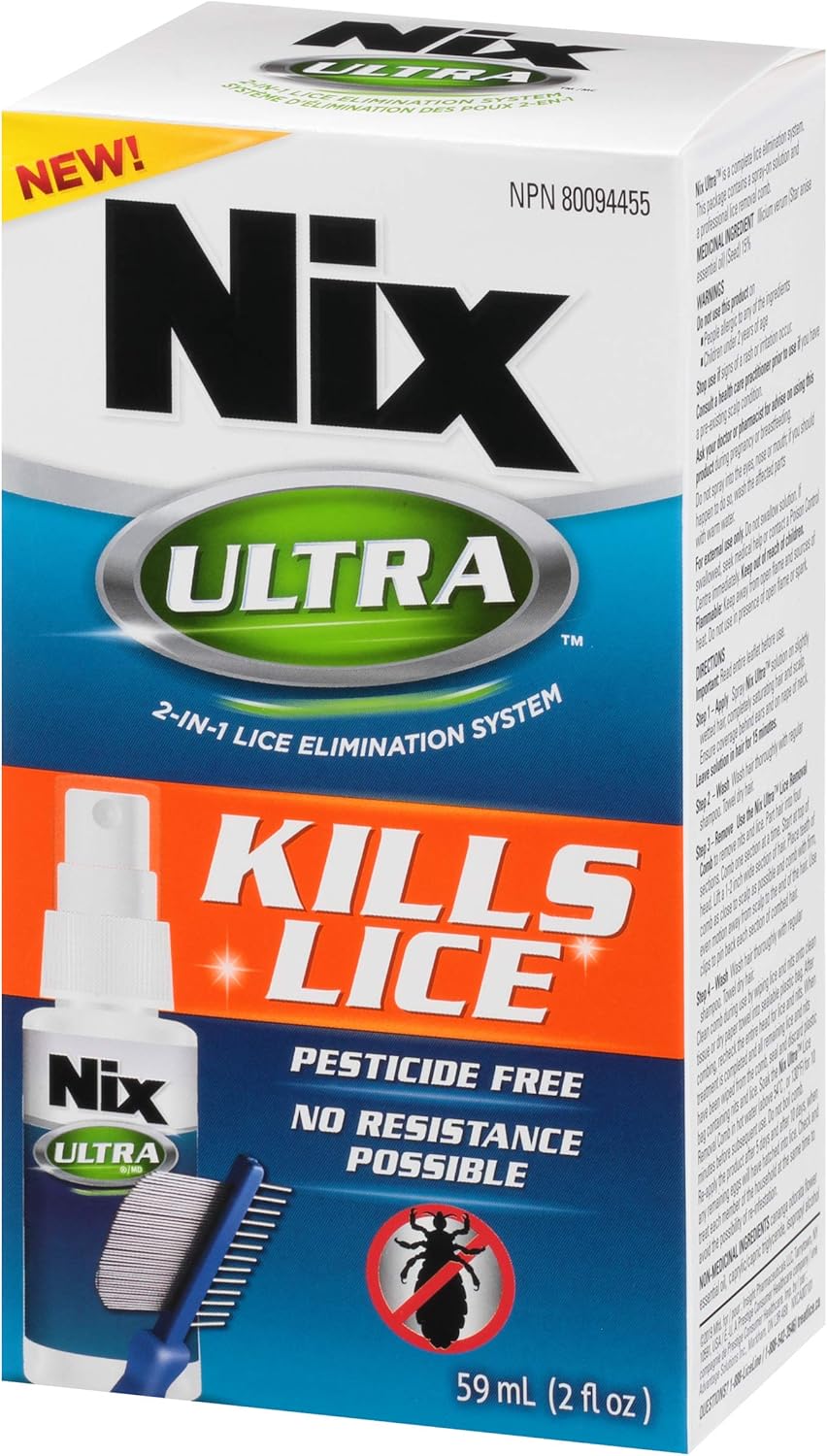 Nix Ultra，杀虱剂，不含杀虫剂（附虱子梳）- 1 包（59 毫升）- 有效治疗头虱