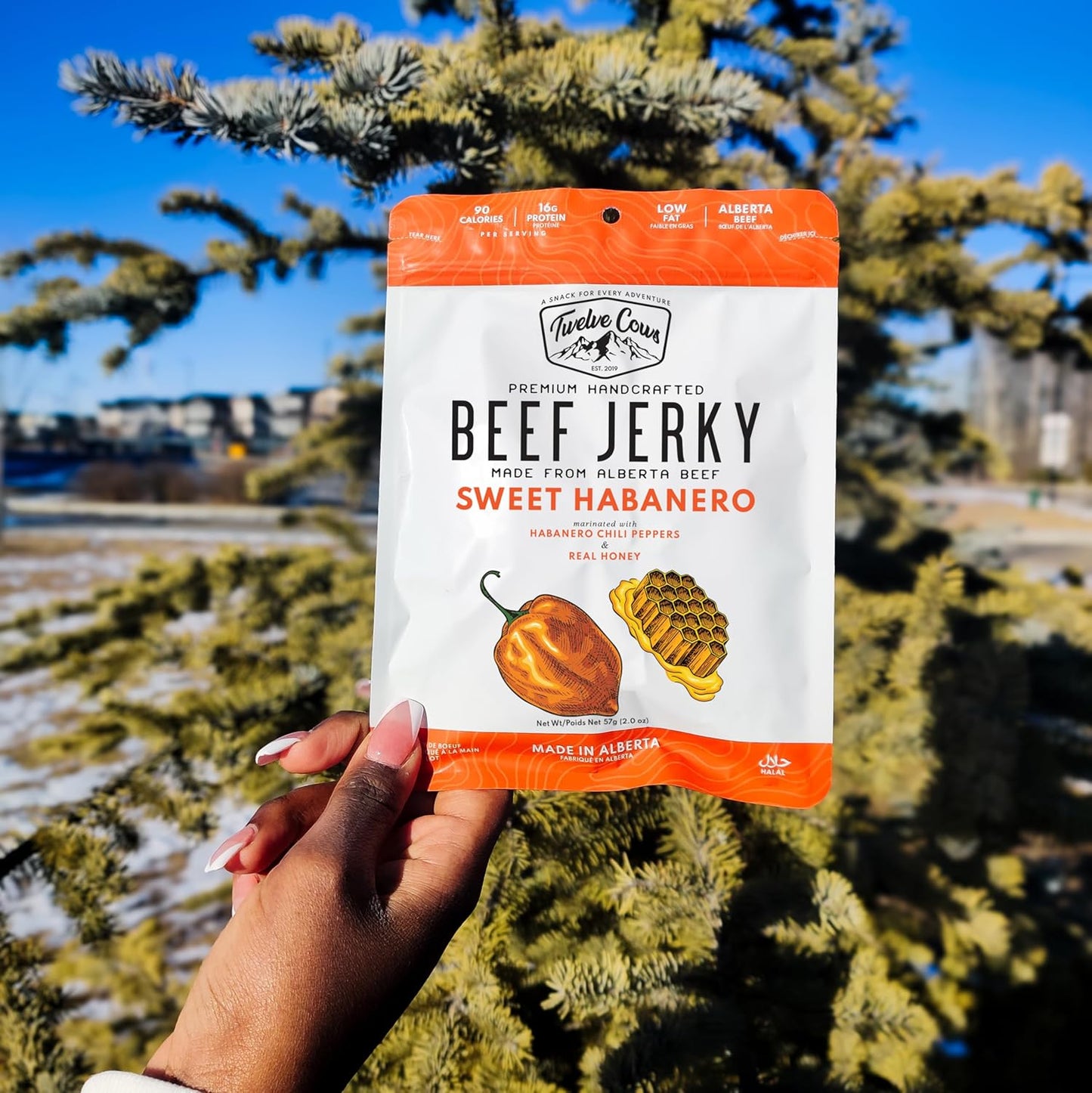 Twelve Cows 手工牛肉乾什錦裝，全肉優質切塊，阿爾伯塔牛肉，高蛋白，低碳水化合物，清真，生酮 - 57 克（4 包）