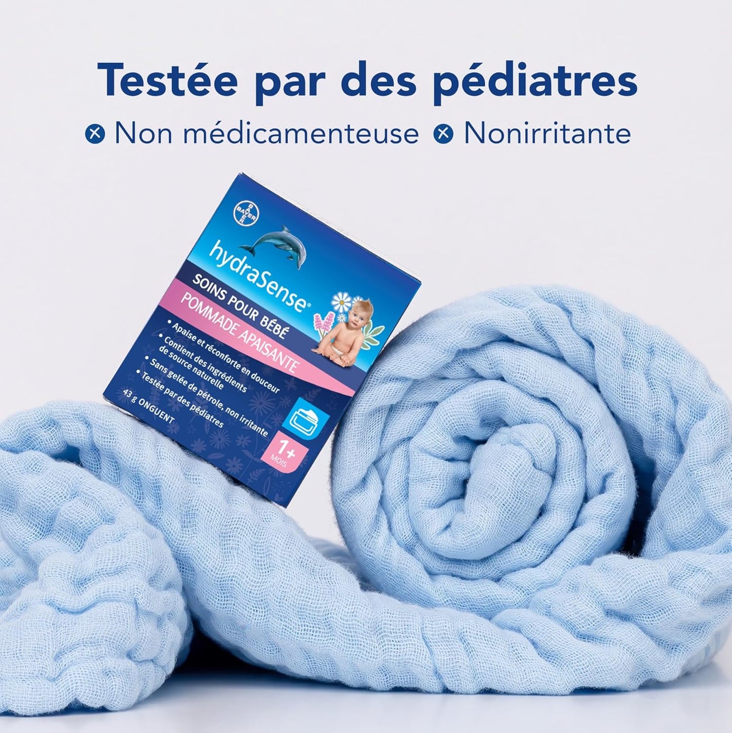hydraSense 婴儿护理舒缓膏 – 温和舒缓，舒适呵护，不含凡士林，无刺激性，采用天然成分桉树、薰衣草和洋甘菊制成，经儿科医生测试。43克