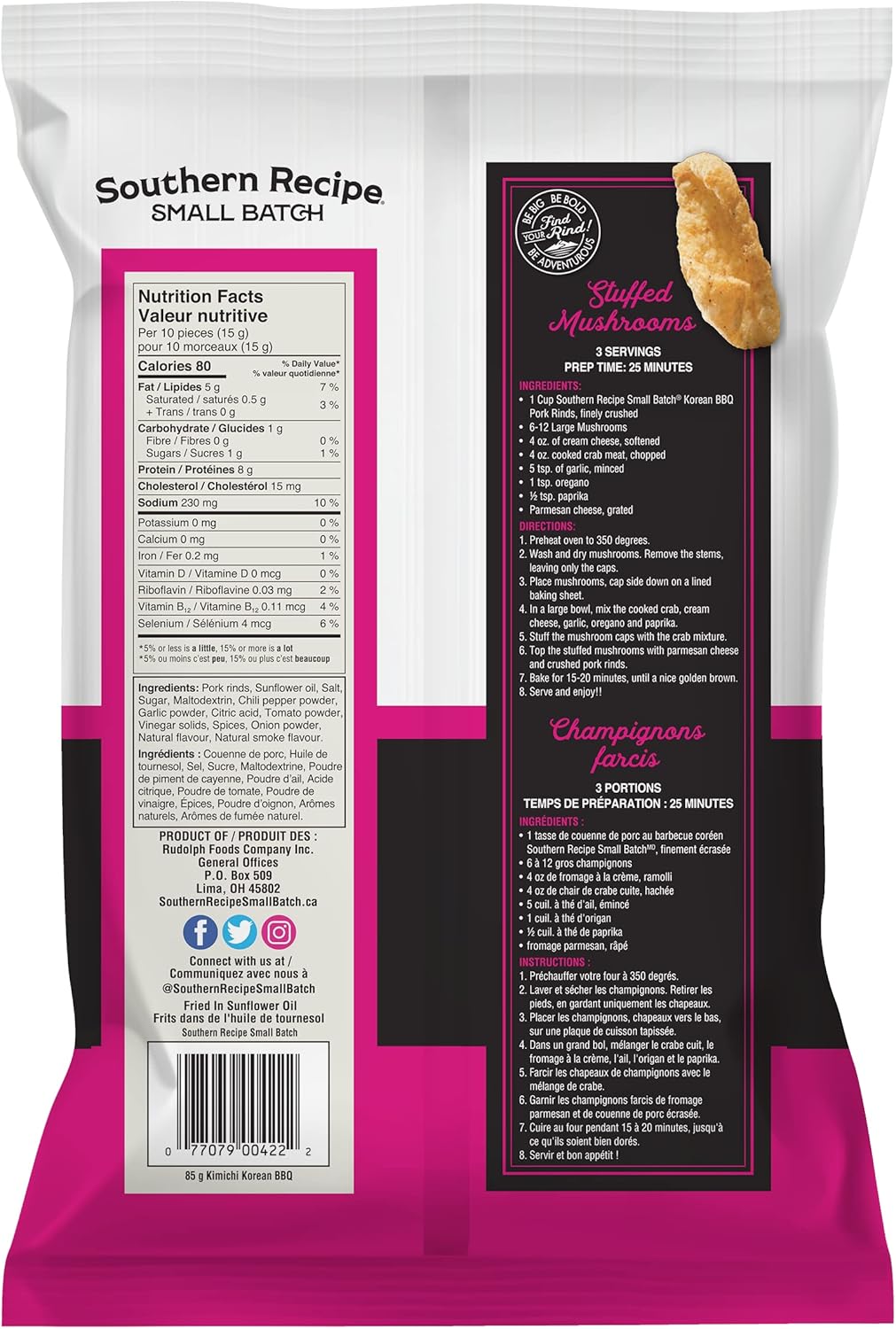 韓國泡菜烤豬皮 | 南方食譜 小批量 | 生酮友好，無麩質，低碳水化合物 | 每份含 7 克膠原蛋白 | 高蛋白 | 85 克/袋