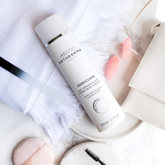 Institut Esthederm - Osmoclean Cleansing Milk Hydra-Replenishing - Highly comfortable make-up removing milk, All Skin Types, 200 mL.