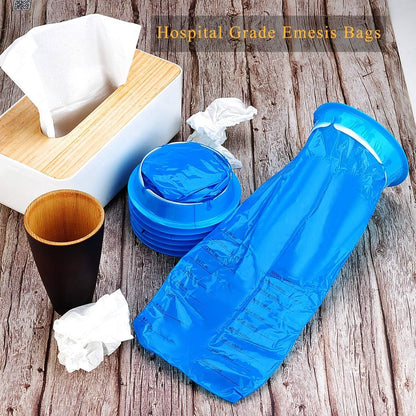 Valchoose 60 Pack Barf Bags Disposable, Portable Puke Bags, 1000ml High Density Vomit Bags, Leak Resistant Perfect for Morning Sickness, Kids, Pregnant Women, Taxis Drivers, Car Motion Sickness (Blue)