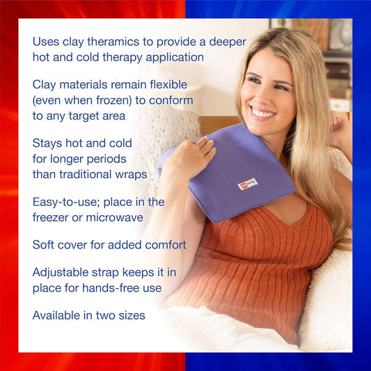 ThermiPaq 可重复使用冰袋和热冷袋，适用于受伤部位 - 肩部、肘部、脚踝、背部和膝盖冰袋，加大号，9.5 英寸 x 16 英寸，微波炉加热垫