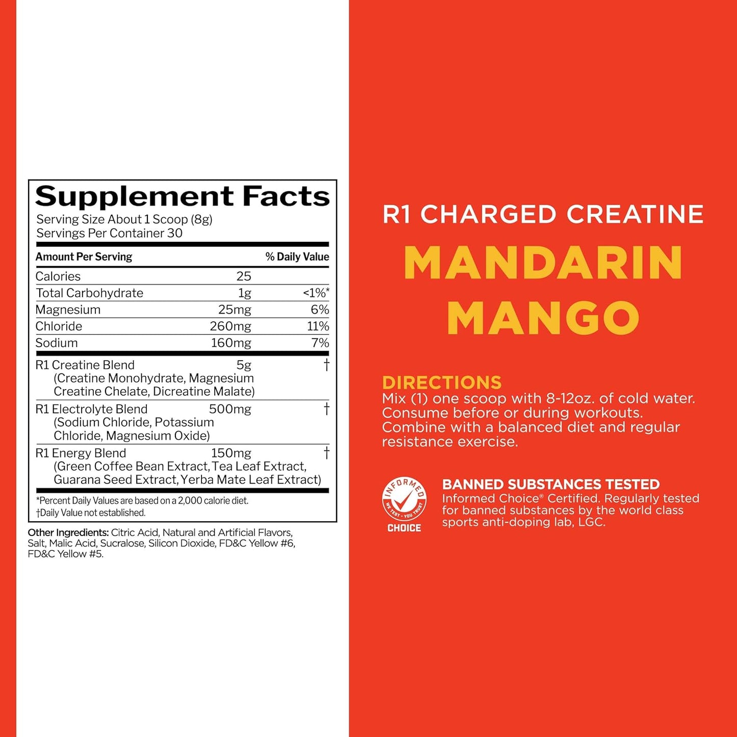 Rule 1 Charged Creatine 30 serv Mandarin Mango - 240 g