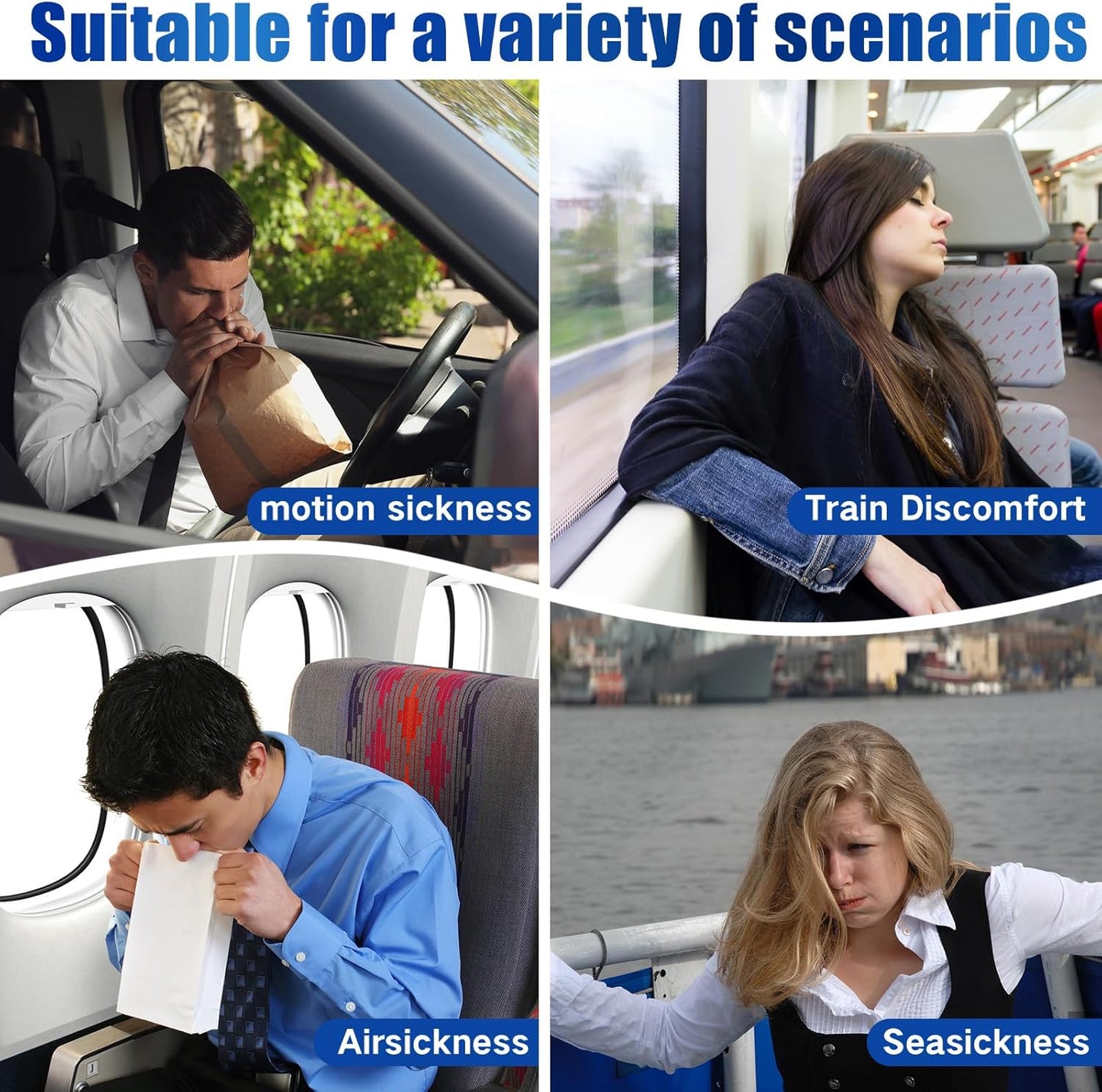 Hionfurt 64ct Motion Sickness Patches – Sea Sickness Patches for Cruise, Car, Airplane, and Other Travel – Non-Drowsy, Effective, Lasts 72