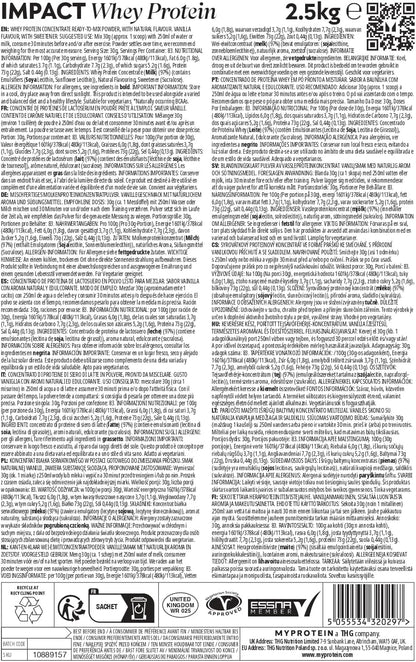 Myprotein Impact 乳清蛋白 天然香草風味 2.5kg